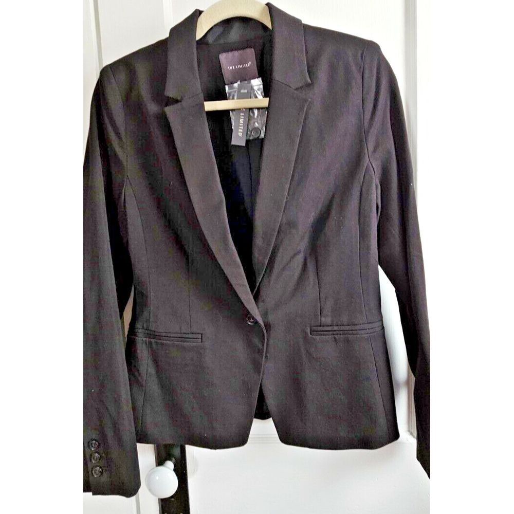 The Limited Woman's True black One Button cotton blend Wear To Work Blazer SZ M